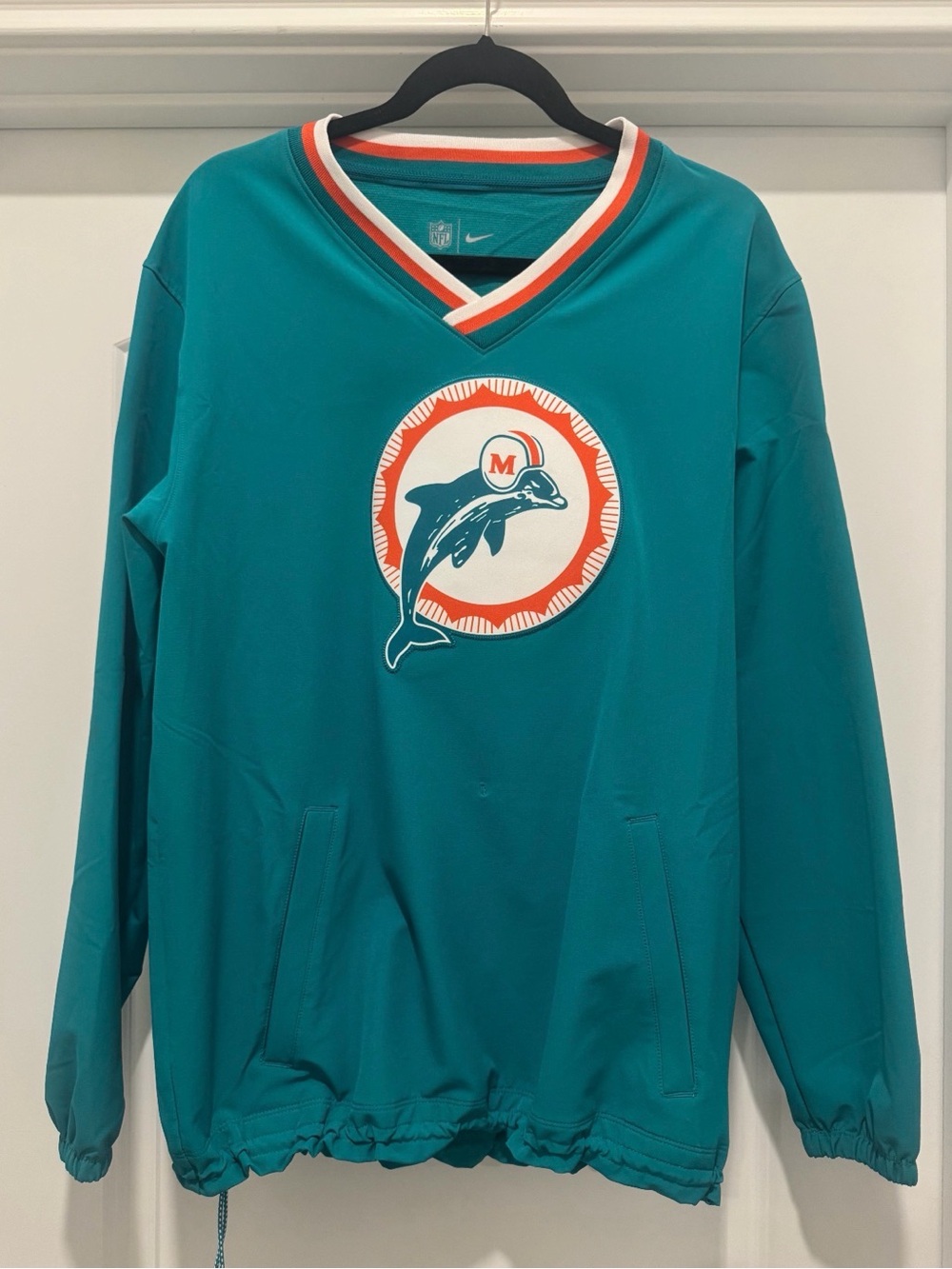 Nike NFL Miami Dolphins Sideline Throwback V-Neck Windshirt Men’s S NWOT